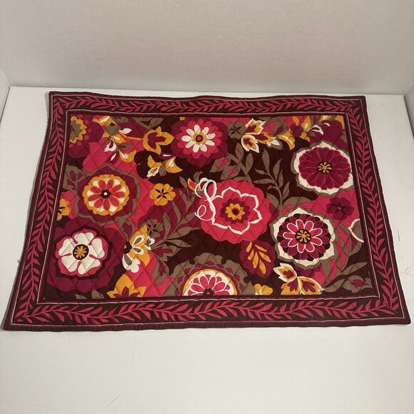 Vera Bradley Carnaby Placemats & Napkins Set of 12 Floral Quilted MONOGRAMMED P - Picture 2 of 16